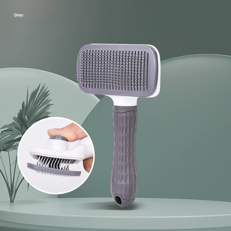 Self-Cleaning Pet Hair Removal Comb for Cats & Dogs - Gentle Grooming Deshedding Brush with Easy Clean Button