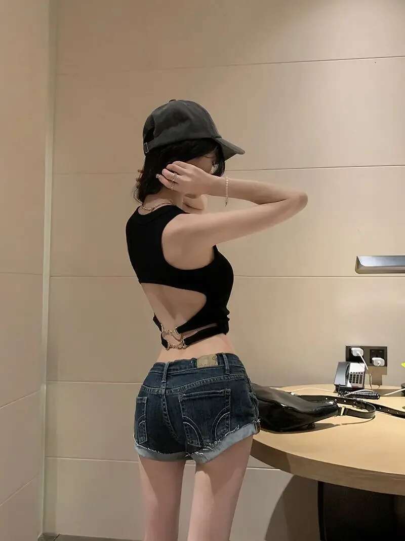 Outdoor Micro Mini Low Rise Waist Denim Shorts for Women Designer Y2k Harajuku Outfits Jorts Comfy XL Hot Short Jean Pants Woman