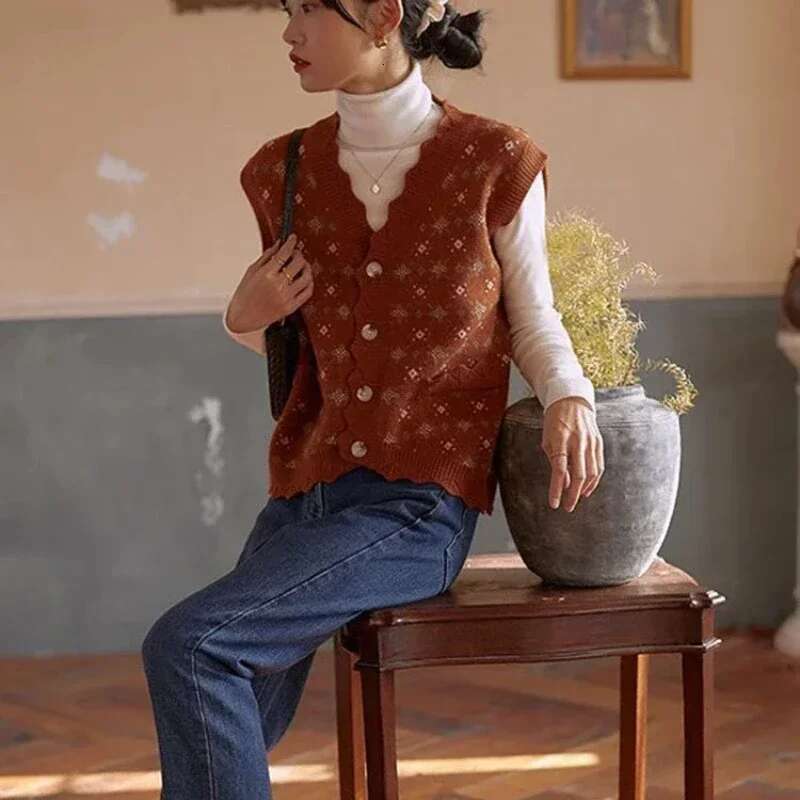 Female Sweater Casual Waistcoat Sleeveless Spring Autumn Warm New In Womens Knitted Vest Youthful Clothes Clothing Trend 2025