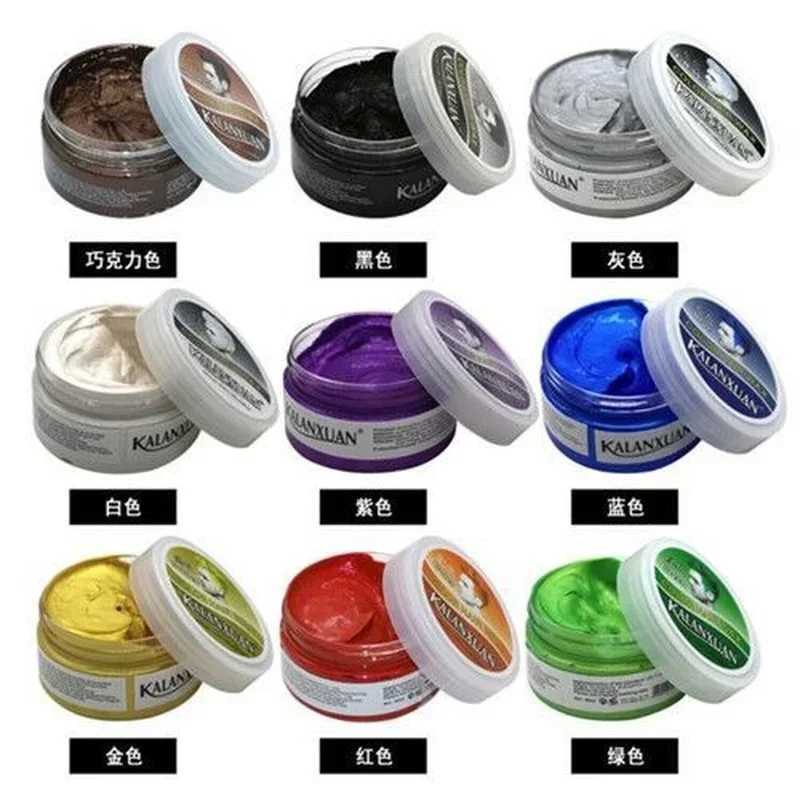 9 Hair Colors Temporary Molding Paste 8 Color Blue Bury Grandma Gray Green Hairs Dye Wax Mud Styling Pomade free shipping
