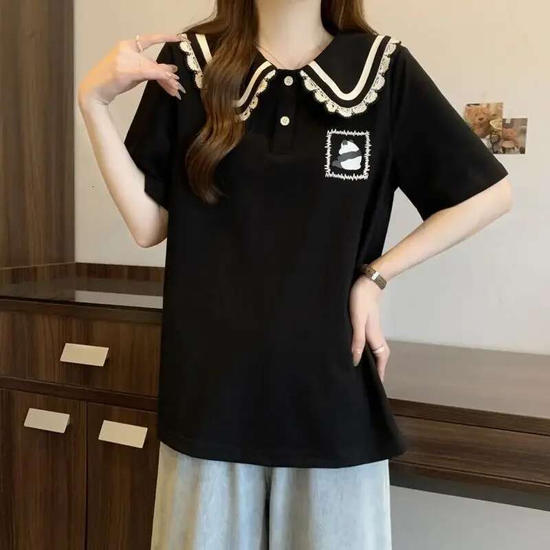 Summer Outfit Polo Neck T Shirt for Cute Women Woman Tshirt Womens Short Sleeve T-shirt Korean Clothing Popular Clothes Tee