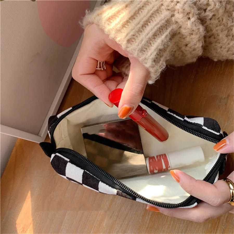 Cute Floral Corduroy Pencil Case Small Cosmetic Lipstick Travel Portable Storage Bag Stationery Pen Makeup Handbag Organizer 250614