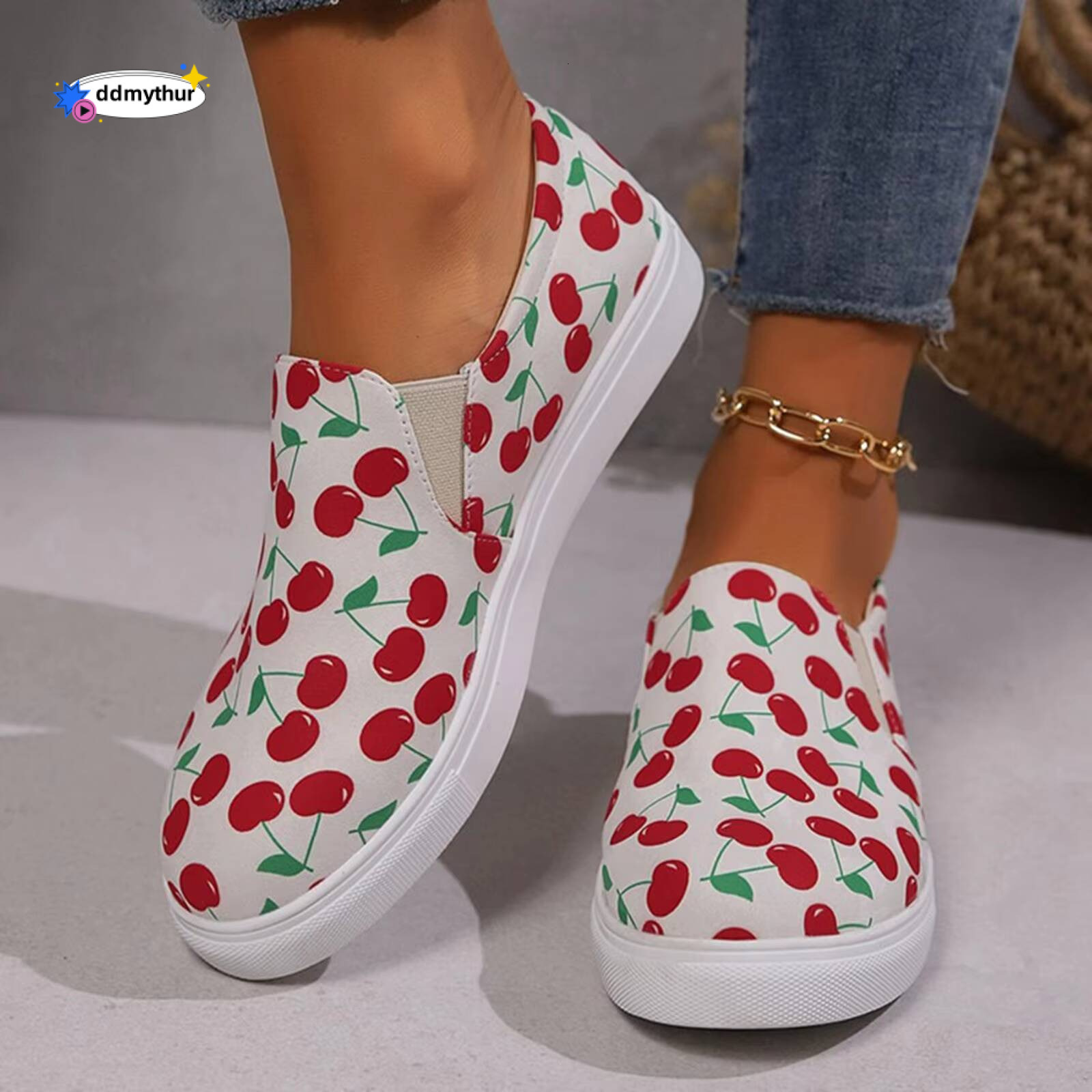 Summer Sandals For Women Ladies' Fashionable Flat Cherry Casual And Sports Wedding Shoes Bride ddmythur