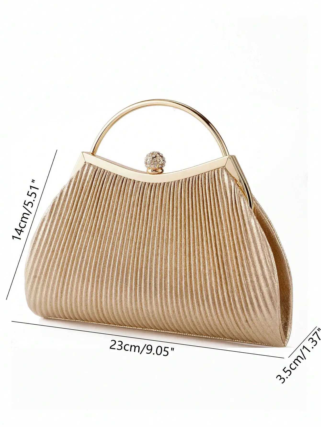 Pleated Glitter Evening Clutch Bag Purse for Women Wedding Party Dinner Diamond Accents Top Handle Bag Wedding Bride Gift Z250617