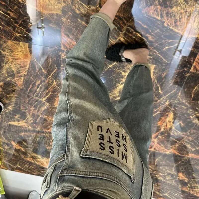 High Waist Shot Womens Pipe Jeans With Pockets and Capris Trousers Teenagers Medium Trend 2025 Cowboy Pants for Woman Shiny R Z