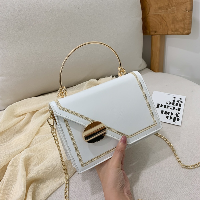 2025 Free Shipping Women's Designer Luxury New Korean Edition Chain Handheld Small Square Bag Cross Shoulder Bag red white