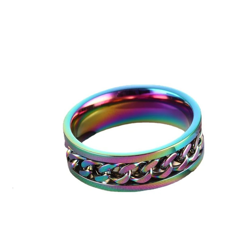 Steel Rotatable Chain Rings for Women Men Spinner Ring Decompression Multifunctional Chain Ring Bottle Opener Ring Gift 250616