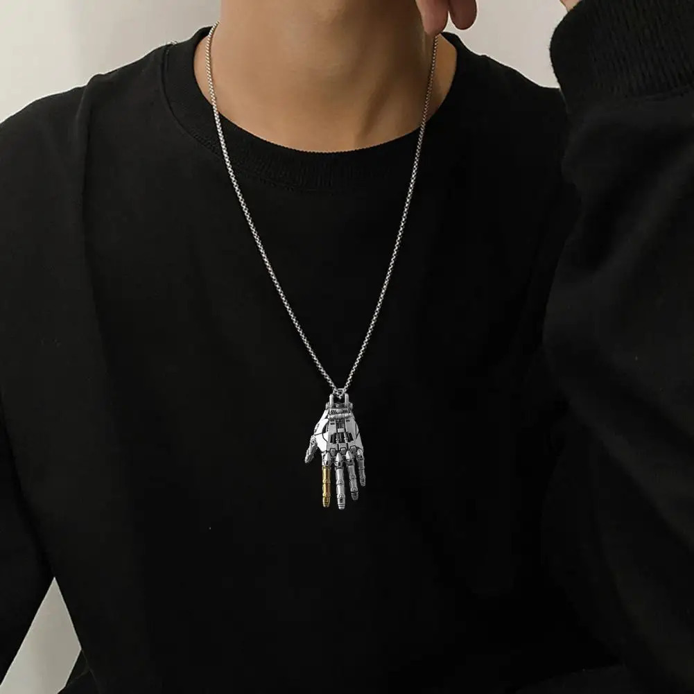 Robot Hand Pendant Mechanical Bionic Hand Pendant with Chain for Men/Women Movable Finger Joints Robot Hand Charm Jewelry 250613