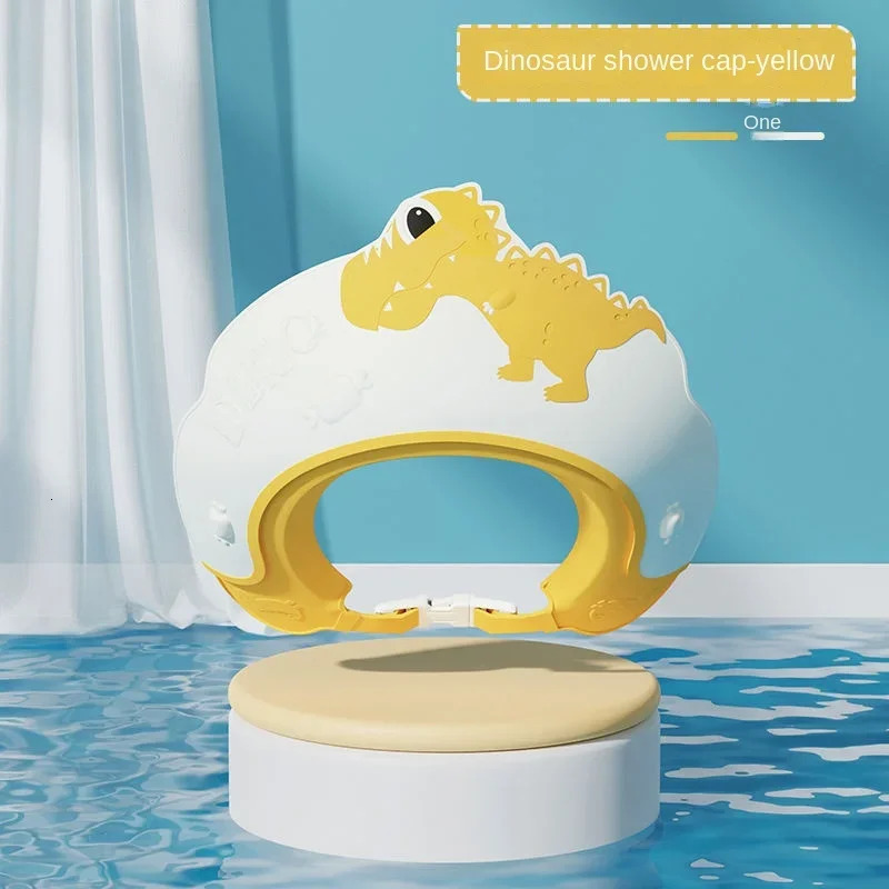 Baby Soft Rubber Waterproof Shampoo Cap Children Shampoo Artifact Baby Shampoo Cap Adjustable Ear Protectors Dinosaur Pattern 250617