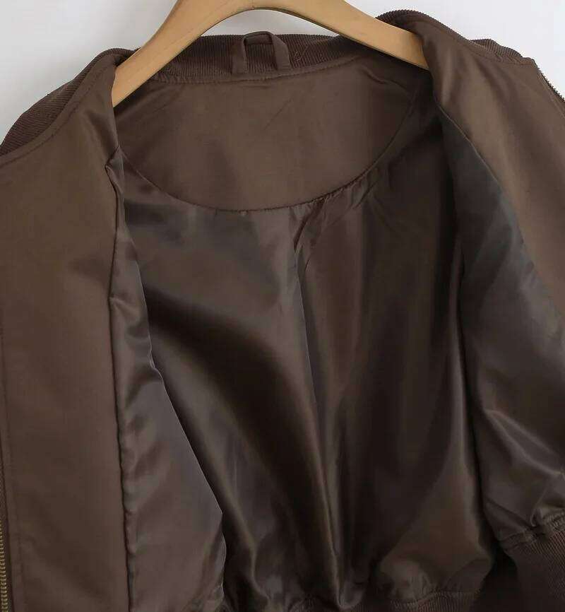 Women Crop Bomber Jacket With Ruched Detail 5 Colours
