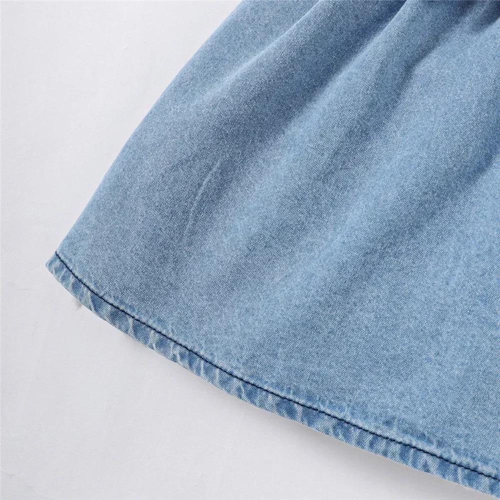 1-3 Years Summer Toddler Baby Girl Fasion Bubble Sleeve Lapel Jeans Casual Dresses Birthday Party Costumes for Kid Girls 250617