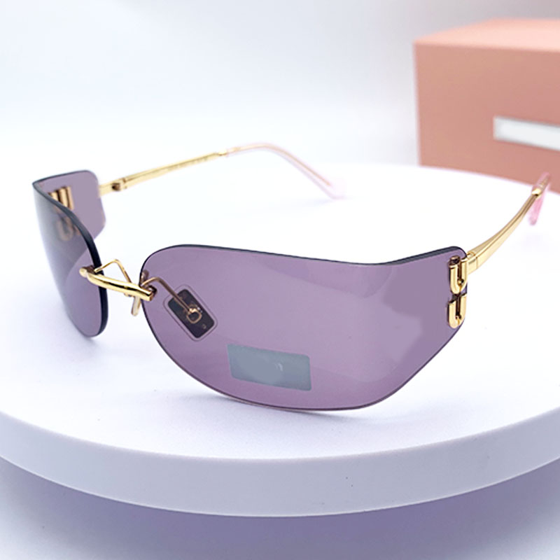 25ss Popular Rectangular Sunglasses MUA51S Designer Ultra Light Frame Curved Rimless Lens Sunglasses Modern Women Delicate Vacation Beach Glasses