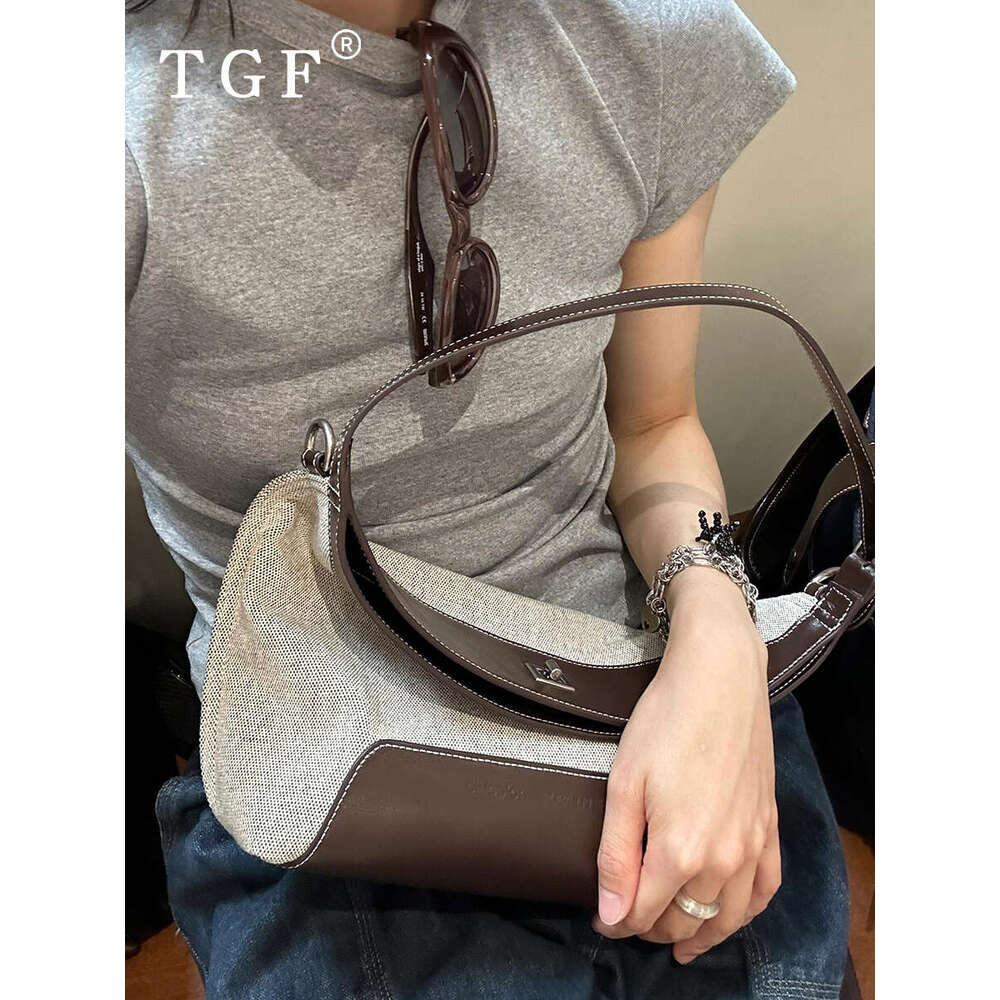 Underarm Canvas for Women New Summer High Quality Texture Niche Color Block Handheld Tote Large Bag