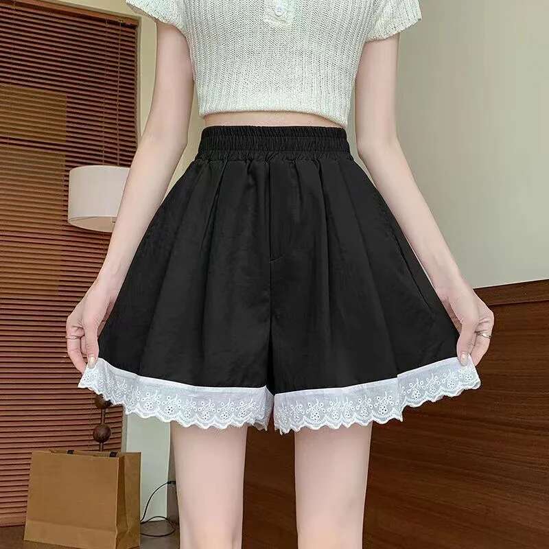 Wide Gym Sport Shorts for Women High Waist Fitness Running Sports Elastic Woman Short Pants Design Outdoor Stretchy Kpop Comfy