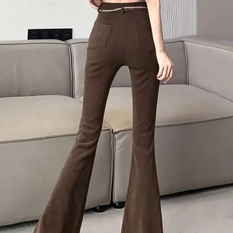 Wide Leg Pants for Women Straight Woman Trousers Korean Fashion Elastic Y2k Streetwear Slacks G Autumn High Quality Casual 90s