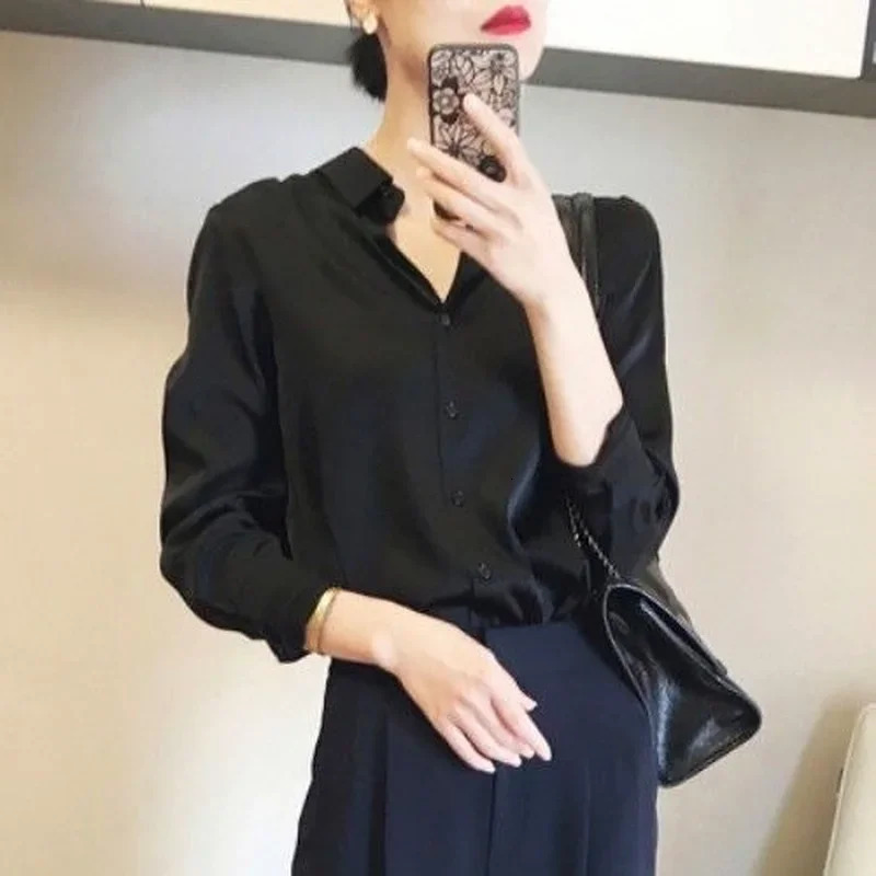 Silk Brown Clothes Wear To Work Office Outfits Long Sleeve Purple Spring Formal Tops for Women Satin Womens Shirt Blouse Cool 250616
