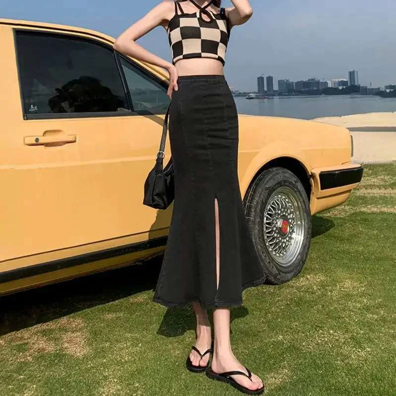 New In Zipper High Waist Woman Denim Skirt Casual Cheap Luxury Elegant Y2k Vintage Aesthetic Summer 2025 Jeans Skirts for Women
