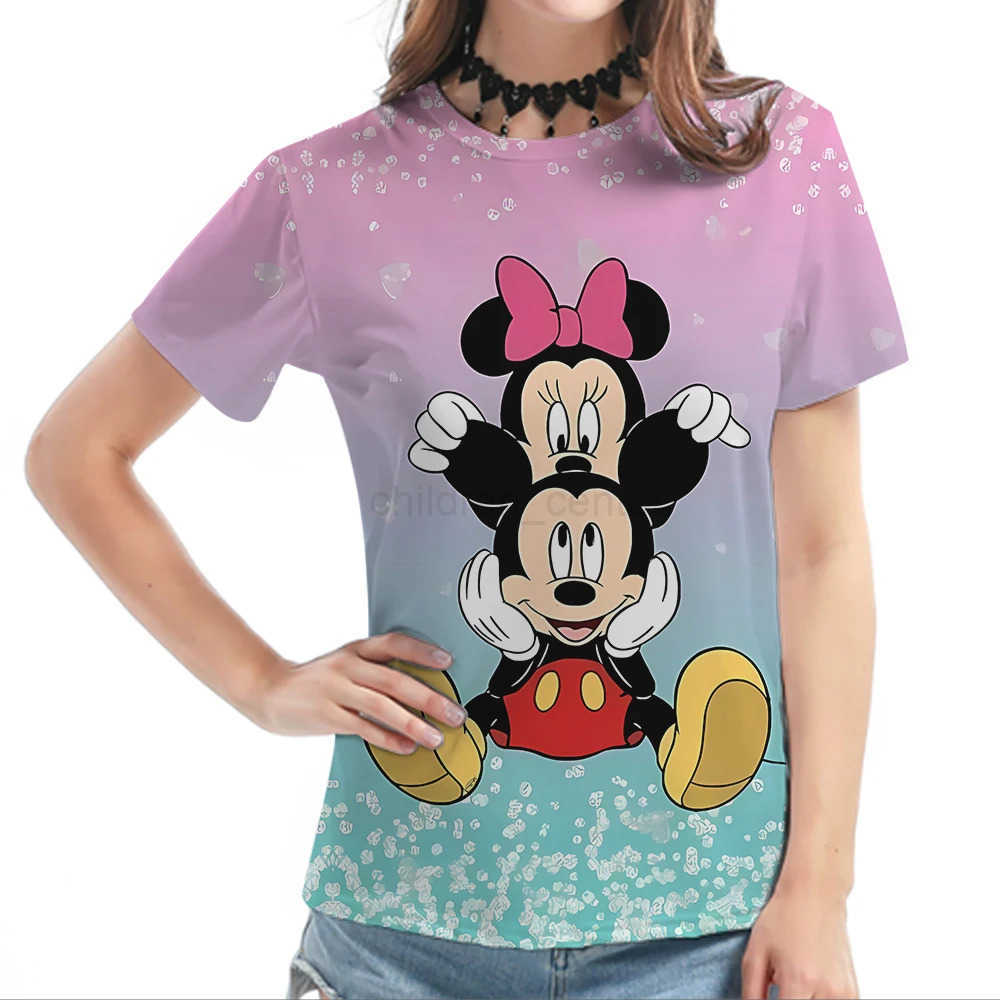 Disney Y2k Disney Kawaii Minnie Mouse Funny Cartoon T Shirts Womens T-shirt Graphic Tshirt Streetwear Casual Tees Female Short Sleeve W250617