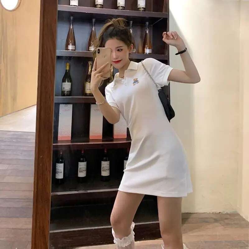 Womens Dress Tshirts Female Dresses 2025 Fairy Clothing Tight Short Kawaii Shirt Bodycon Mini Cute Aesthetic Xxl Fashion X Xl G