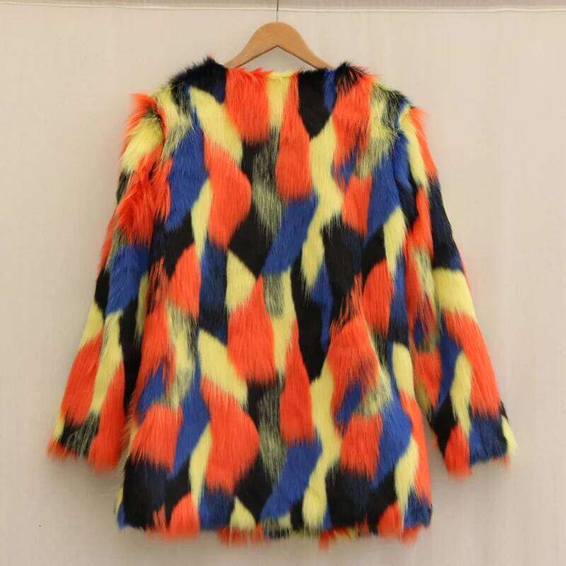 ZXRYXGS Spell Color Imitation Fur 2024 Temperament Trend Autumn Winter Fashion Medium Length Coat for Women Size S-9XL