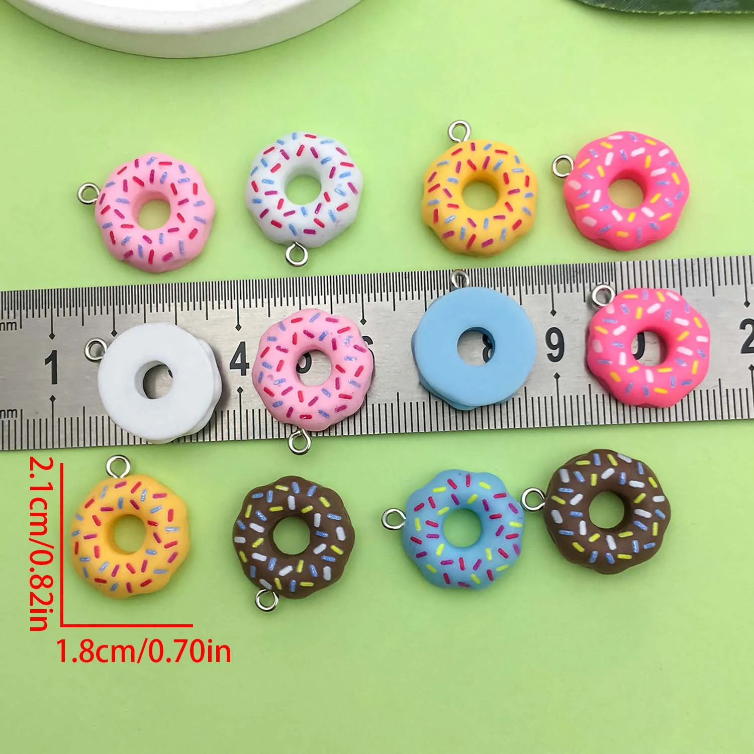 10/12pcs 18*21mm Colorful Food Donuts n Charms 3D Resin Pendants For DIY Bracelet Necklace Jewelry Making Accessories 250609