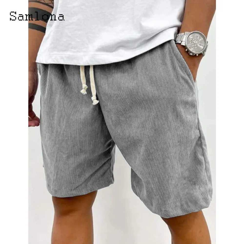Khaki Green Soft Corduroy Shorts Men Fashion Drawstring Half Pants Male Streetwear 2025 Stylish simplicity Casual Beach Shorts Z250617