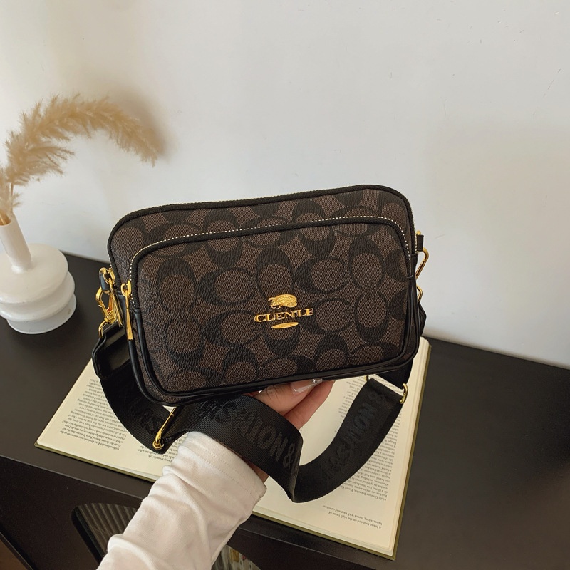 2025 free shipping women's designer luxury fashion versatile shoulder bag niche crossbody bag black brown