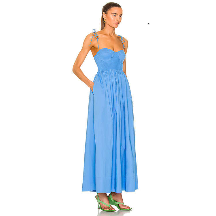 Dresses for Woman Party Fulllace Women Designer Clothing N617 Summer 2025 White Cotton Chest Cup Strap Slim Fit Sexy Vacation Style Mid-length Dress