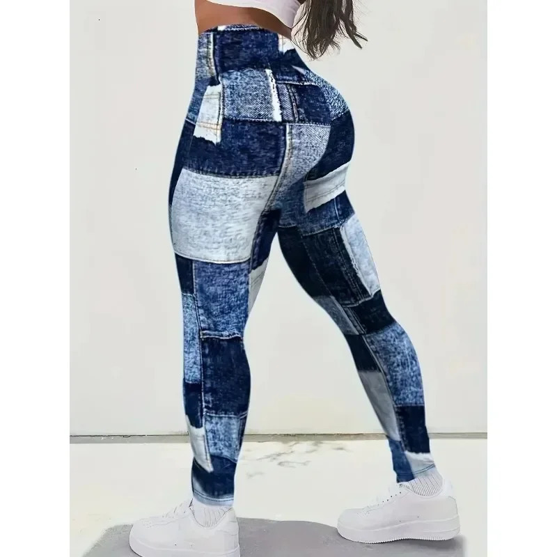 Womens Plus Size 1XL5XL Casual Tights Sports Pants Casual Colored Slim Fit High Waist Pants Denim Tight Leggings 250609