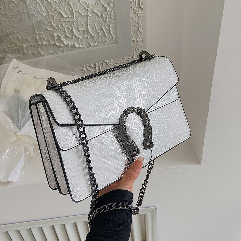 2025 Free Shipping Women's Designer Luxury Fashion New Fashion Serpentine Small Square Bag Single Shoulder Cross Shoulder Chain Bag gray black