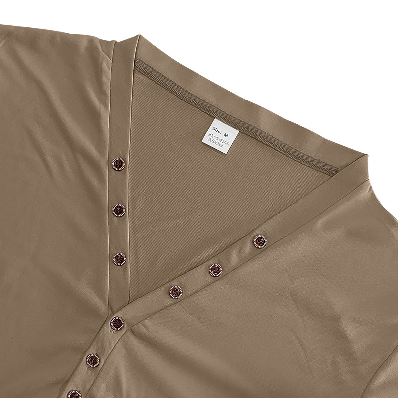 polo shirt Summer men's T-shirt New trendy top V-neck button Henry shirt short-sleeved man European code: S-3XL