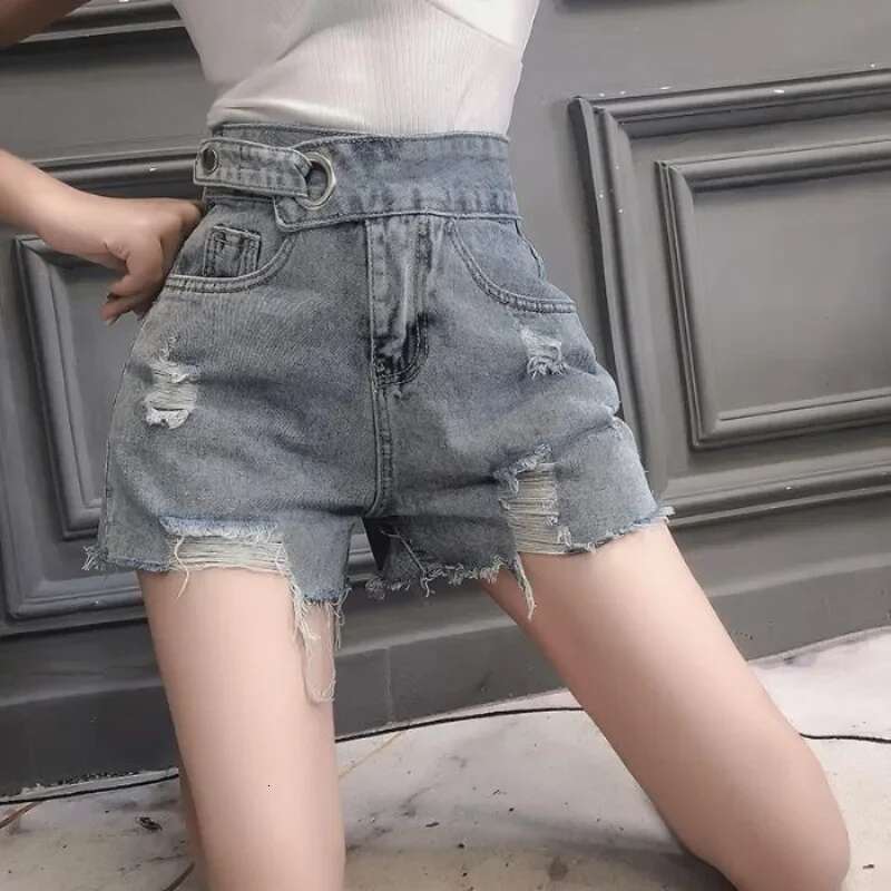 With Waist Pocket Wide Female Short Jeans Pants Trend 2025 Womens Denim Shorts Stretchy To Wear Kpop Cheap Outfits Elegant Hot