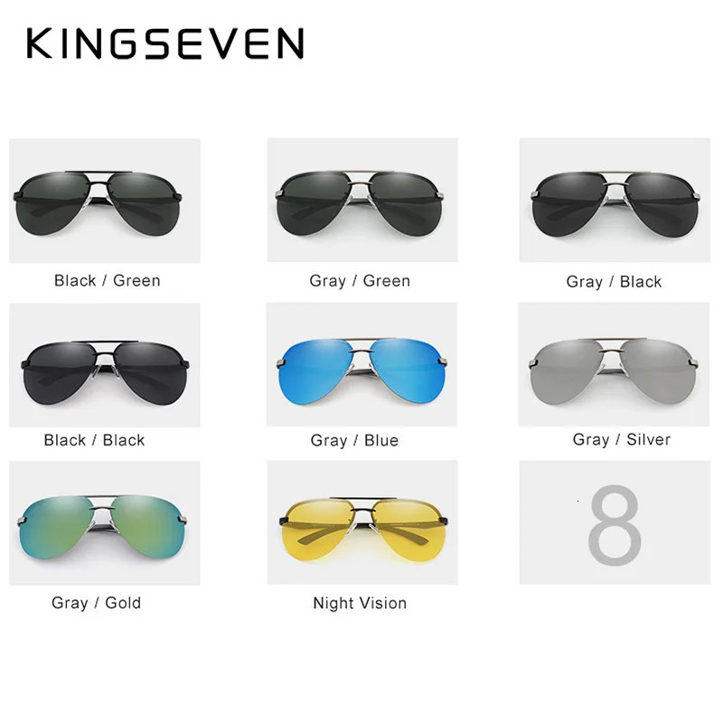 KINGSEVEN Aluminum Magnesium Polarized Rimless Lens Sunglasses For Men High Definition Retro Women Eyewear Oculos de sol 250616