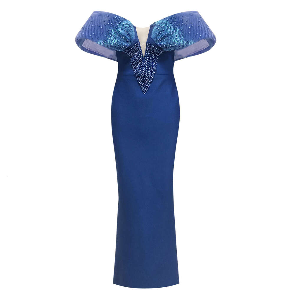 Spring Summer Solid Color Sexy with Rhinestones Elegant Long Dress