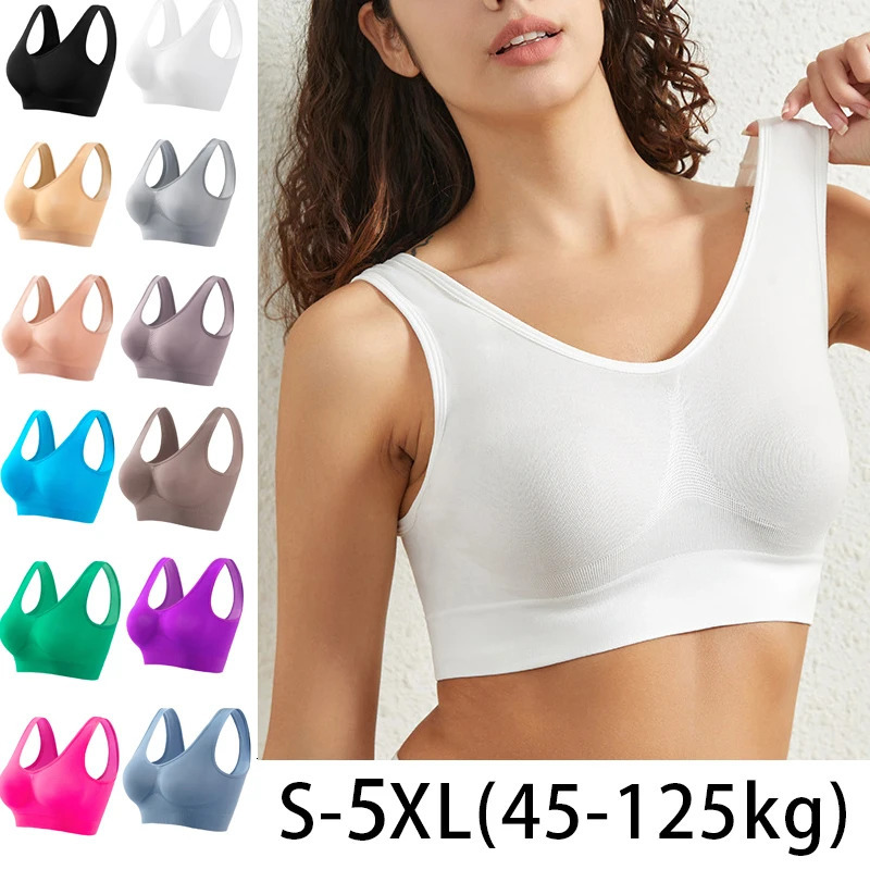 1pcs Women Sports Bra Large Size No Steel Ring Seamless Underwear Removable Chest Pad Runing Sport Yoga Vest Bras 250617