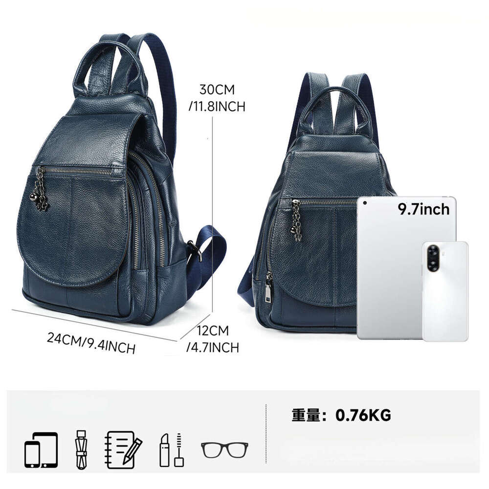 Women's backpack travel Double Shoulder Bagwith leather toe cover layer simple large capacity fashionable and high-end feeling