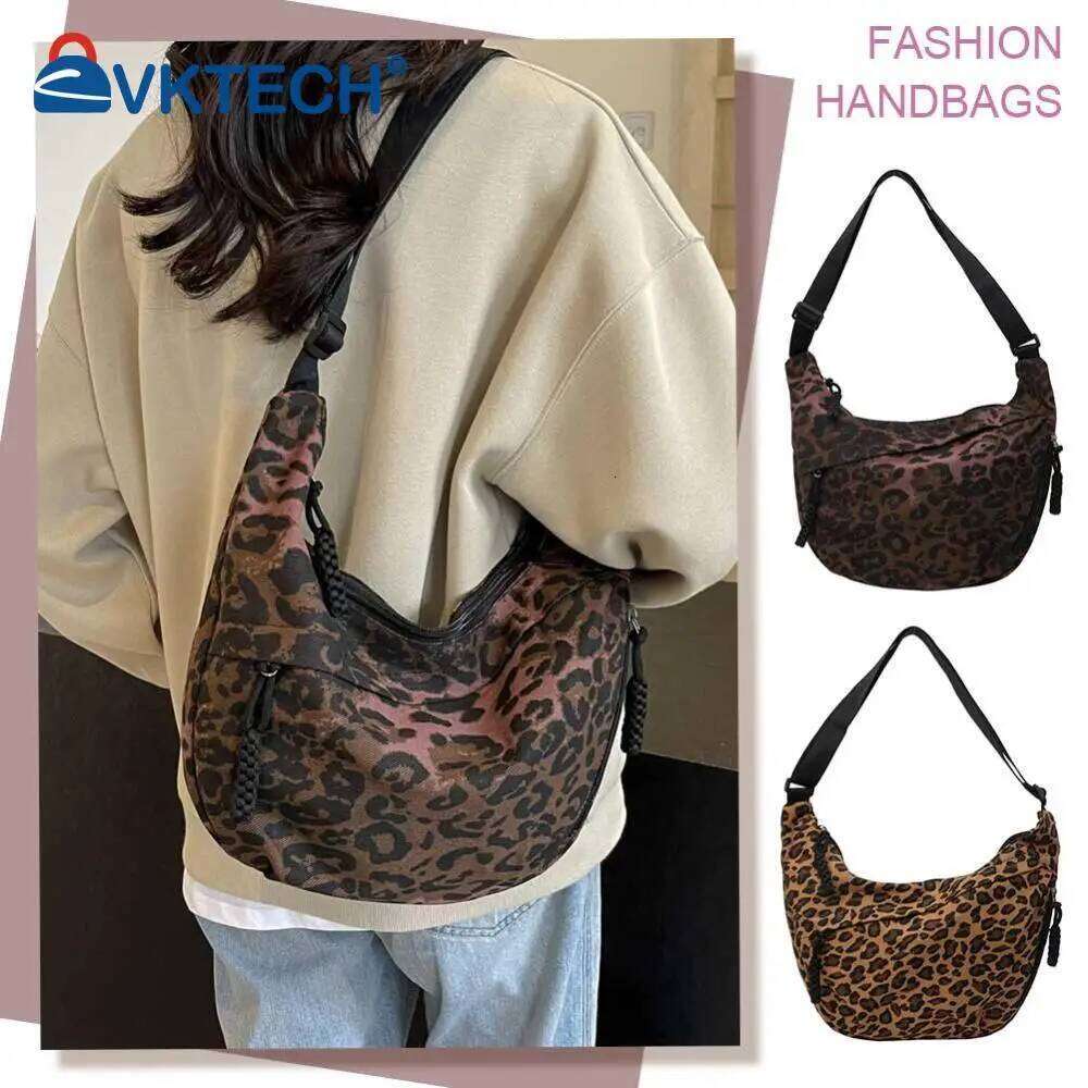 Women Fashion Shoulder Large Capacity Leopard Print Crescent Crossbody Adjustable Strap Half Moon Outdoor Travel Bag bag