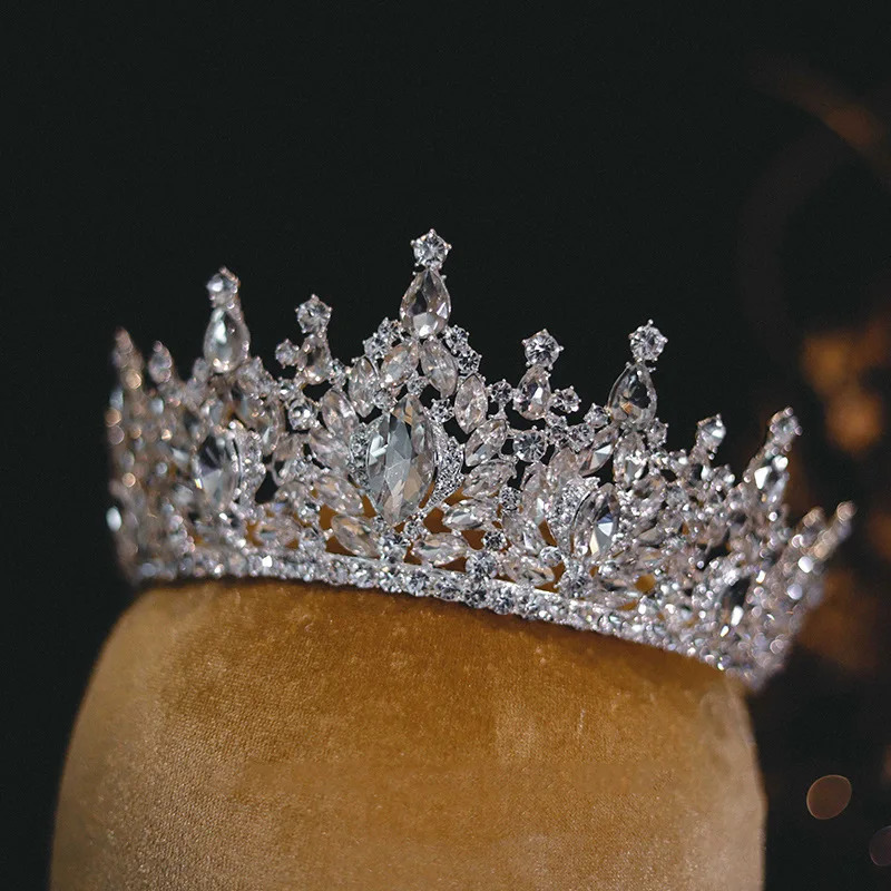 Big Rhinestone Geometric Bridal Tiaras Crown Baroque Crystal Pageant Prom Diadem Bride Headbands Wedding Hair Accessories 250603