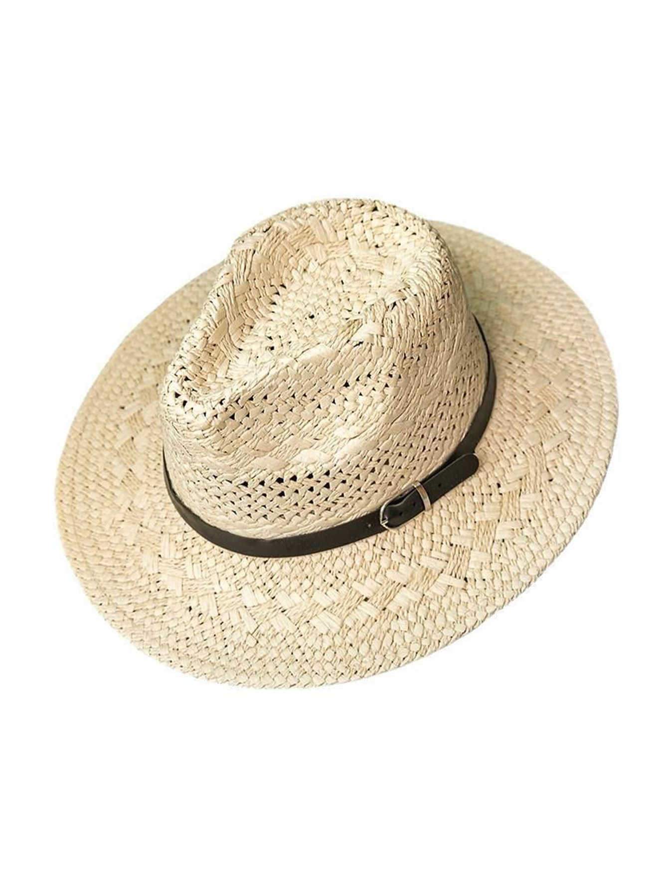 Summer Hat for Women, Sun Protection Visor Hat with Belt Buckle, Versatile Beach Woven Straw Hat, Outdoor Travel Sun Hat 250615