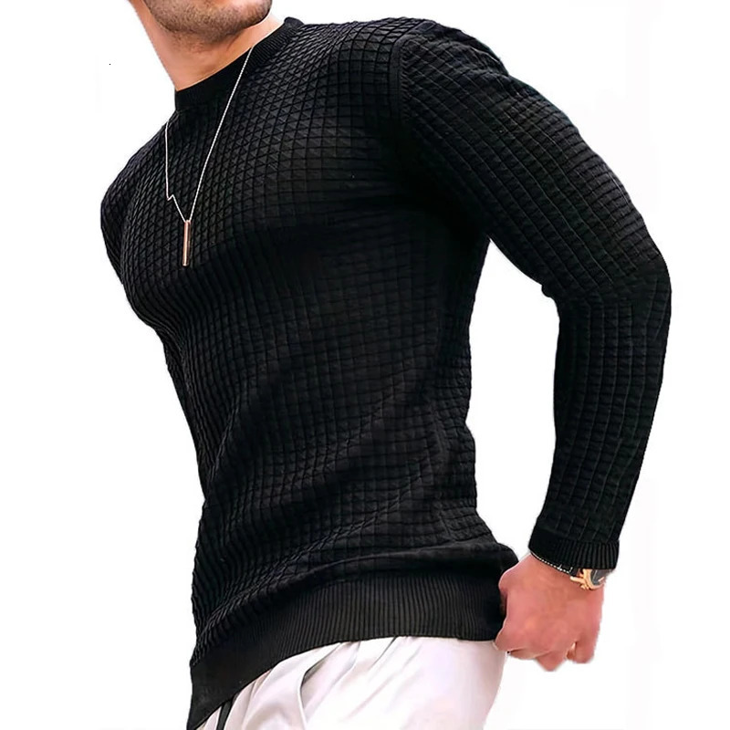 Sweatwear Mens Casual Long Sleeve Basic Knitted Sweater Pullover Male Round Collar Autumn Winter Tops Sweatshirts T-shirt 250616