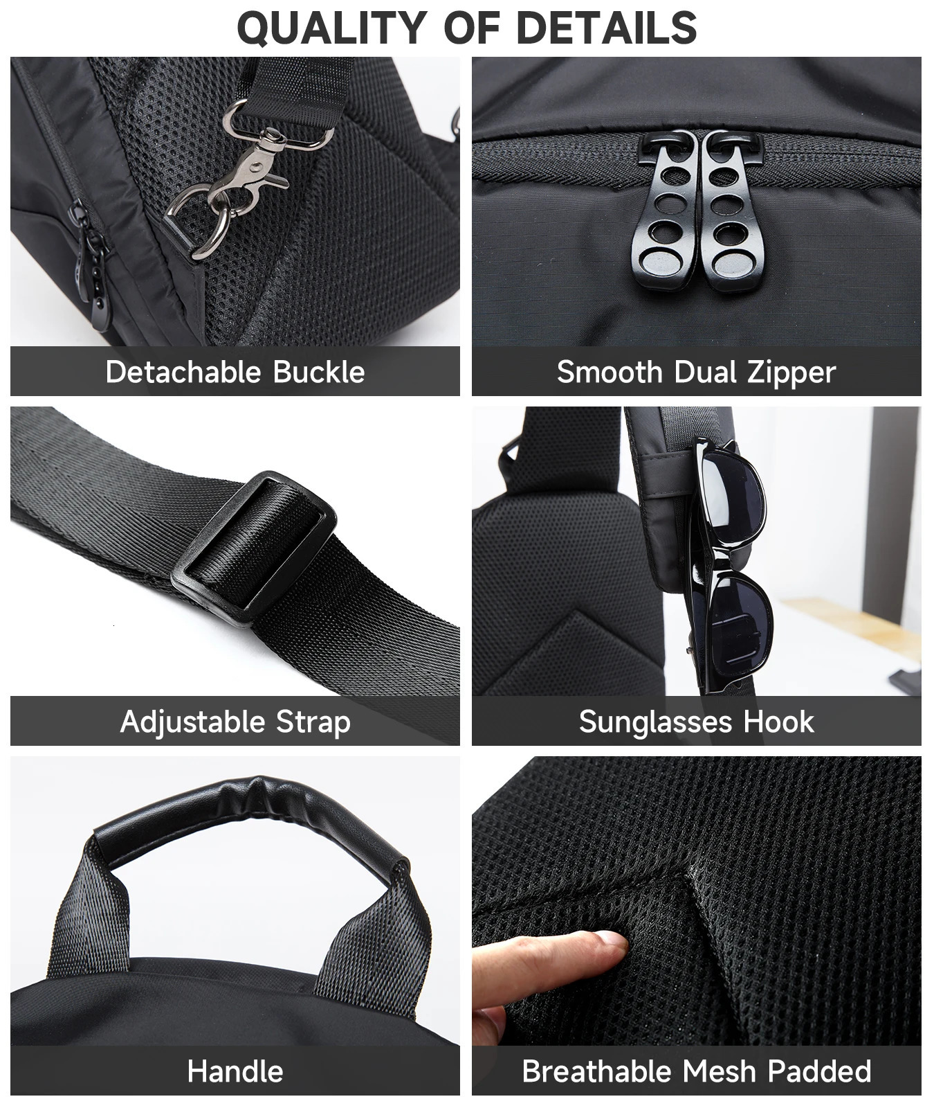 Chest Bag for Men Waterproof Durable Oxford Crossbody Bag Lightweight Breathable Sports Travel Shoulder Bag 250614
