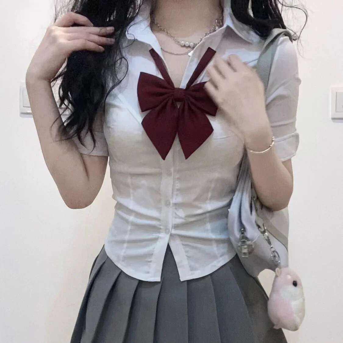 Button Woman Top Up With Short Sleeve Chiffon Shirts Blouses For Women S Xxl Premium Streetwear Cool Elegant Social Tall