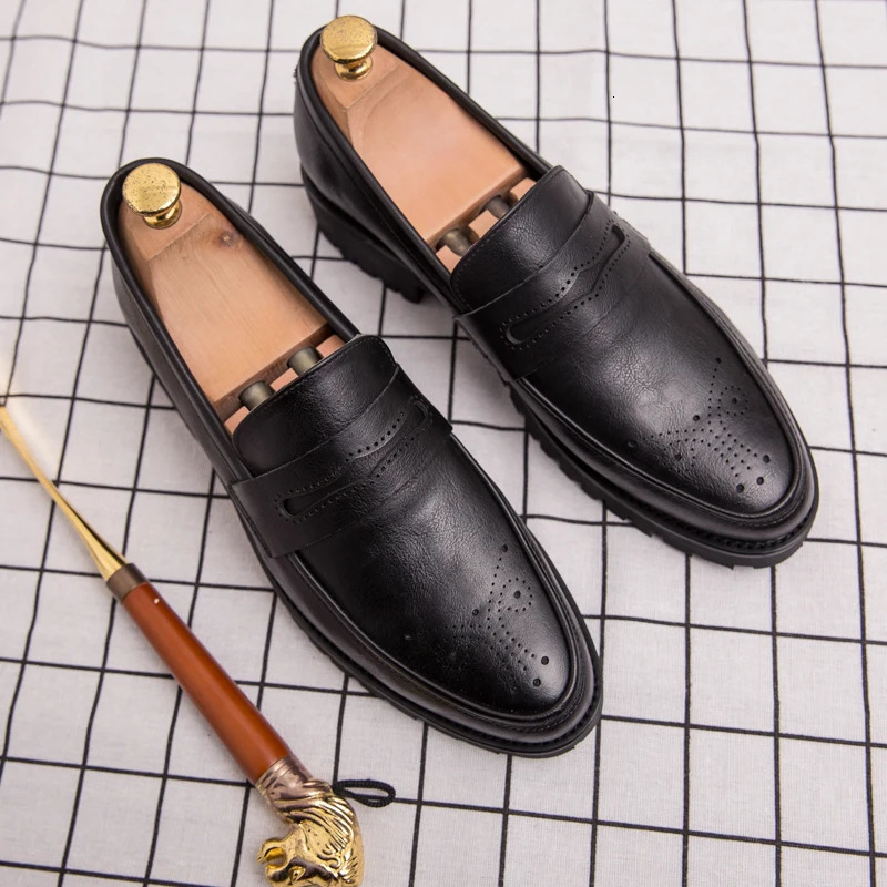 British business formal thick sole casual mens shoes nightclub soft leather brogues men 47 large size 250605