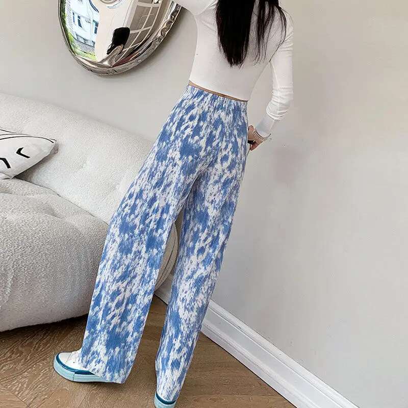 Clothing Fluid Womens Pants Wide Leg Trousers Woman Long Elastic Waist Original Harajuku Chic and Elegant G Korean Fashion 90s