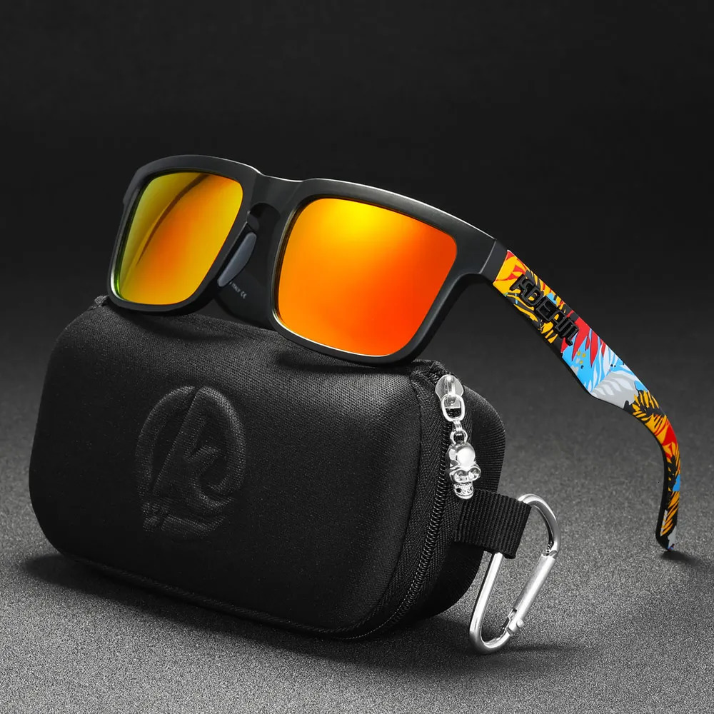KDEAM High Quality Men Square Sunglasses Colors Sports Polarized Sun Glasses Reflective Coating Mirrored Lens UV400 250616