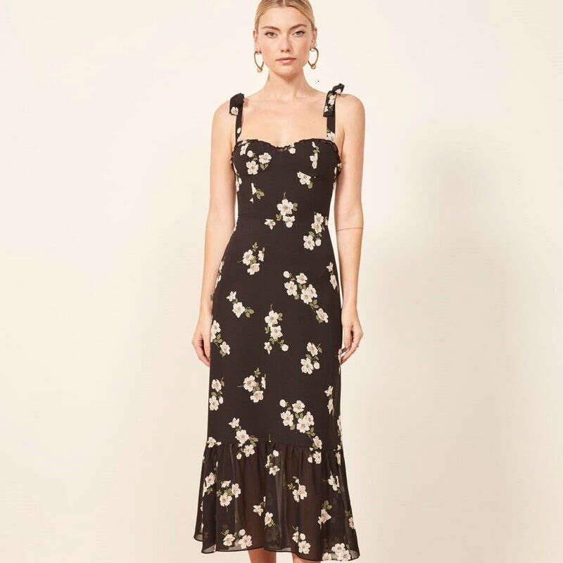 Womandress Floral Dress Dresses for Woman Elegant for A Wedding N301 Rayon Strap Mid-length Brilliant Turn Ding Manman Same Style Dress 2025 Summer
