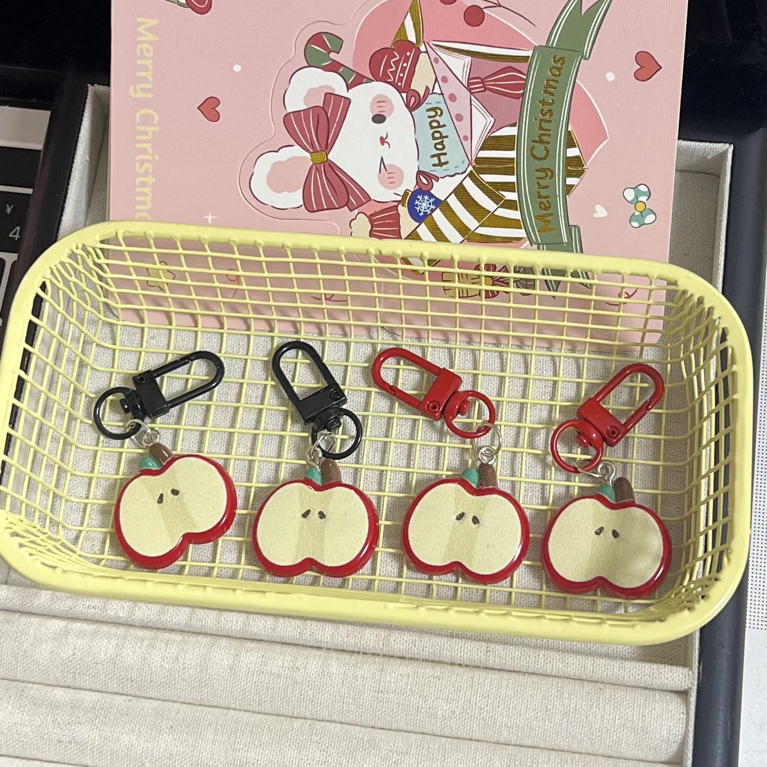 Cute Red Apple Keychain Girlish Heart Friend Backpack Pendant Gift Accessory Fun Food Play Backpack Accessory 250616