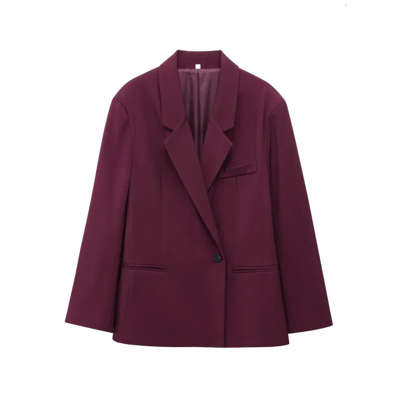 ETJ TRAF Womens Spring Casual suit set double front loose casual jacket high waist pleated trousers 250612