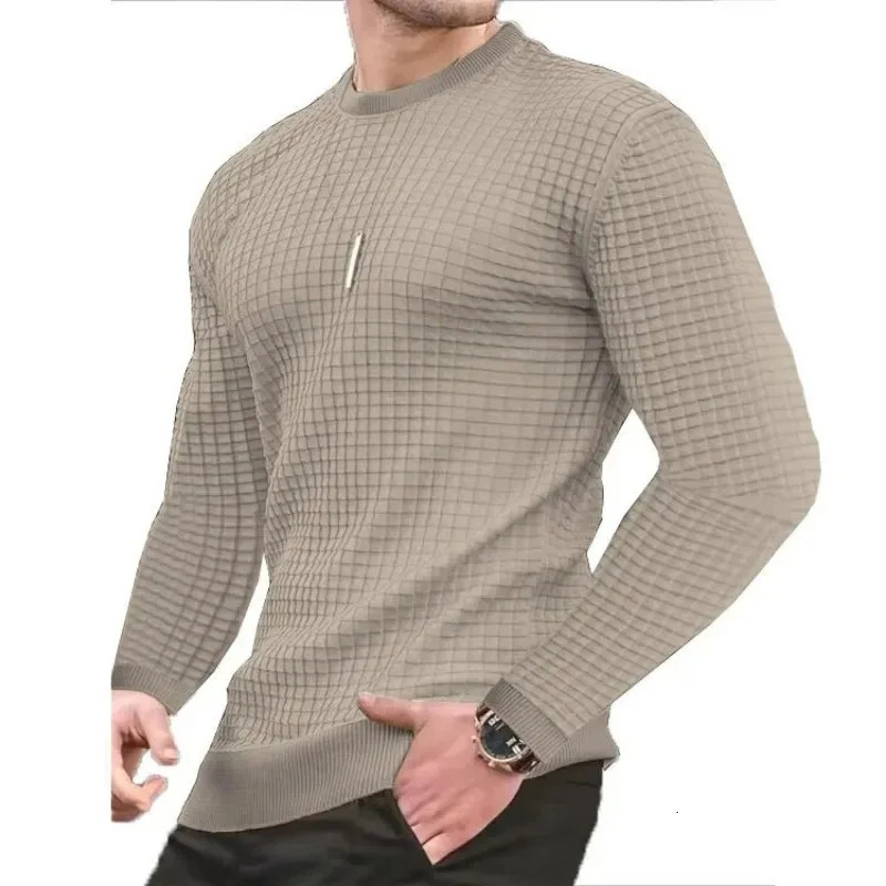 Sweatwear Mens Casual Long Sleeve Basic Knitted Sweater Pullover Male Round Collar Autumn Winter Tops Sweatshirts T-shirt 250616