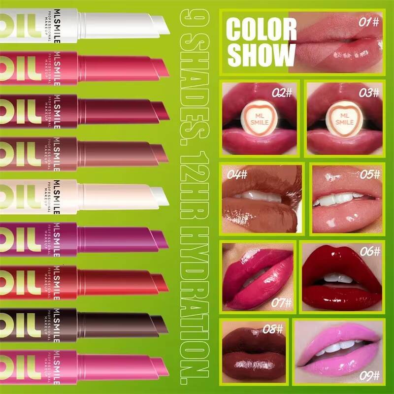 9 Colors Waterproof Long Lasting Press Lipstick Easy To Color Moisturizing Pearl Mirror Solid Gloss Lip Care Cosmetics happy